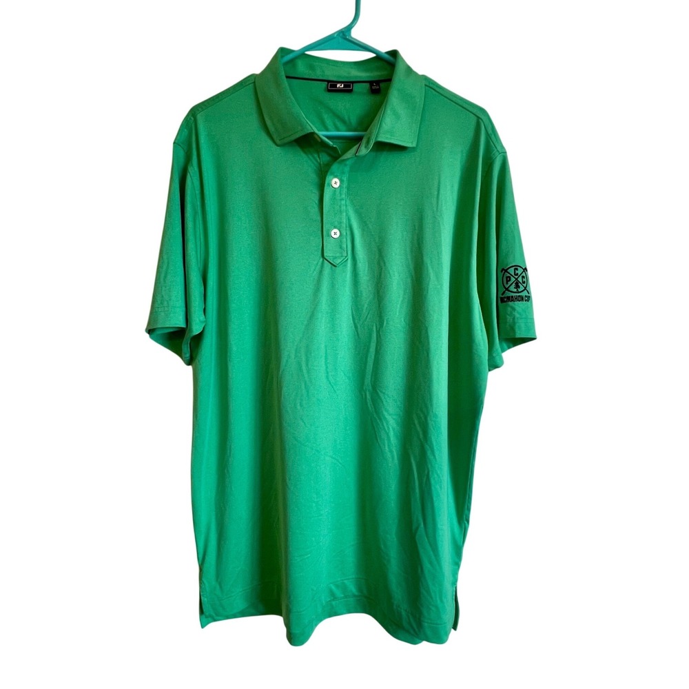 FootJoy Mens Large Green Heather ProDry Golf Polo Shirt McMahon Cup PCC Logo - Picture 1 of 9
